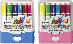 Flamaster okrągłe  z pieczątkami 12 kol. Fun&Joy (FJGCP20501-12)
