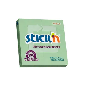 Notes samoprzylepny (karteczki) 360 stopni zielony 100k [mm:] 76x76 Stick'n (21552)