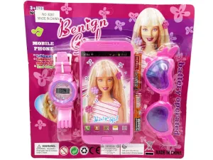Telefon zabawkowy + zegarek cyfrowy + okulary dla dziewczynki Cabo Toys (L3618)