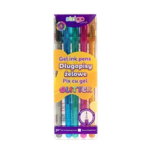 Długopis żelowy GLITTER żelowy 5kol wkład mix 0,5mm Strigo (SSC425)