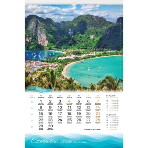 Kalendarz ścienny SŁONECZNE WAKACJE 13-planszowe 2024 320mm x 470mm Lucrum (RW08)