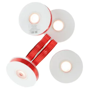 Wstążka Partydeco satynowa kropki czerwona 12mm 25m (TSk12-007/08)