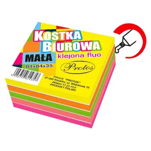 Kostka papierowa Protos klejona kolor fluo - mix 84mm x 84mm x 35mm