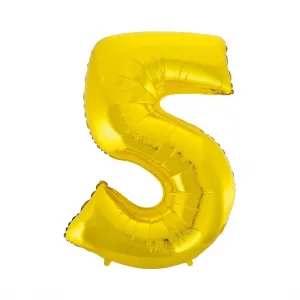 balon foliowy cyfra 5 złota 85 cm