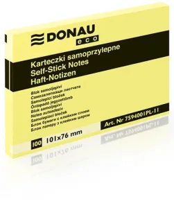 Notes samoprzylepny (karteczki) Eco żółty 100k [mm:] 101x76 Donau (7594001PL-11)