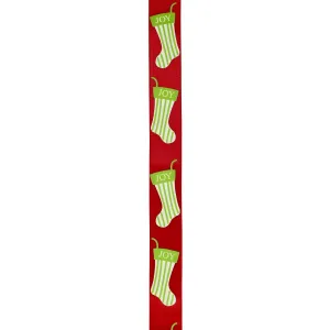 Wstążka Titanum Craft-Fun Series Xmas nadruk skarpety czerwona 15mm 3m (363076)