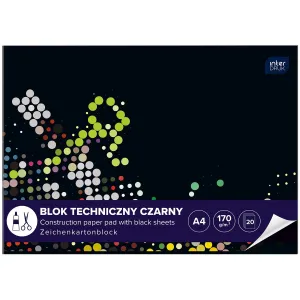 Blok techniczny A4 czarna 170g 10k Interdruk (ABLTA4C)
