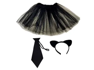 Kostium strój kota, opaska z uszami, krawat i spódniczka Adar (601581)