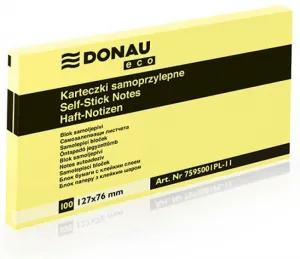 Notes samoprzylepny Donau Eco żółty 100k 127mm x 76mm (7595001PL-11)