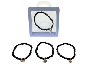 Bransoletka śred.6cm, rozciągliwa, szklane koraliki z metalowym oczkiem, w ozdobnym pudełku Adar (607187)