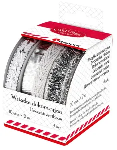 Wstążka Craft-Fun Series Boże Narodzenie 4 wzory 10x2 [mm x m] biało-srebrny Titanum (A-28(7))