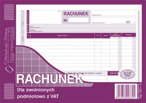 Druk offsetowy A5 Rachunek dla zwolnionych podmiotowo z VAT 80k. Michalczyk i Prokop (231-3)