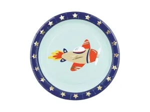 Talerz jednorazowy Samolot papier śr. 180mm 6 szt Partydeco (TPP87)