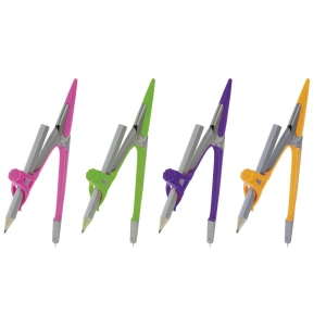 Cyrkiel z ołówkiem 2-elementowy kolorowy mix 4 kolorów w displeju