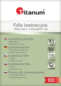 Folia do laminowania A3 przezroczysty 80mic. [mm:] 303x426 Titanum
