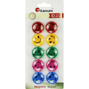 Magnes smiley okrągły mix śr. 29mm Titanum (T-025051) 10 sztuk