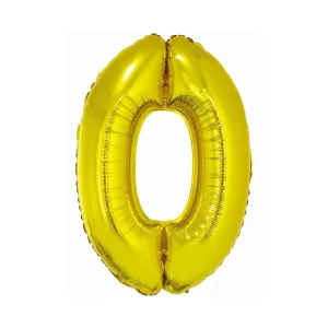 Balon foliowy Smart cyfra 0 złota 76cm Godan (CH-SZL0)