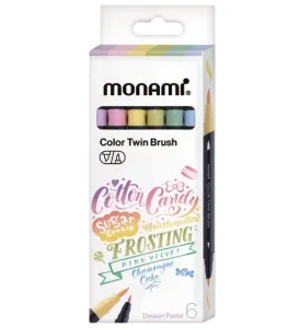 Flamaster Dessert Pastel dwustronny wodny z pędzelkami 6 kol. Monami (170-2780)