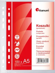 Koszulki na dokumenty Titanum A5 groszkowe 100 szt. typ U 40um