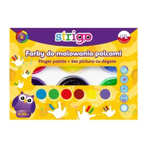 Farba do malowania palcami 6kol 5902315579613 40ml 6 kolor. Strigo (SSC208)
