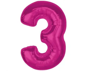 Balon foliowy Smart cyfra 3, różowa, 92 cm Godan (CH-S9R3)