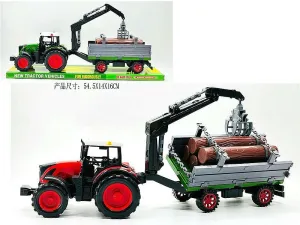 Traktor z przyczepą i drewnem; 54,5x16x14,5cm, PVC Adar (641068)
