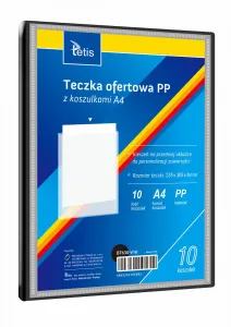Teczka kartonowa na suwak 10 koszulek A4 czarny Tetis (BT630-V/24/)