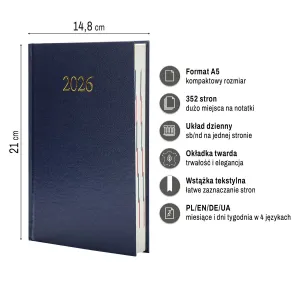 Kalendarz książkowy (terminarz) EKONOMICZNY A5 Press (DZIENNY)
