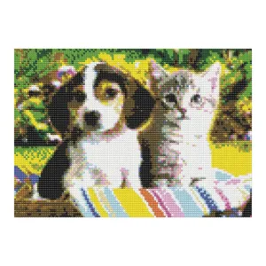 Zestaw kreatywny Diamentowa mozaika 30x40cm Pies i kot w koszyku Flamingo Line (1(89))