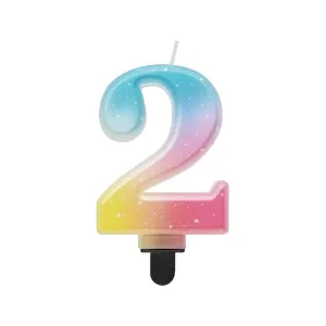 Świeczka urodzinowa cyferka 2, ombre, pastelowa, 8 cm Godan (SF-OPA2)