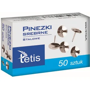 Pinezki kolor: srebrny 50 szt Tetis (GP090-AS)