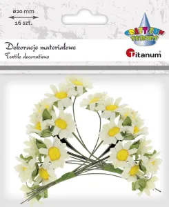 Ozdoba papierowa Titanum Craft-Fun Series Materiałowe rumianki na druciku (18YX-62/2)