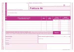 Druk offsetowy A5 Faktura dla podatników zwolnionych z podatku VAT 80k. Michalczyk i Prokop (203-3E)