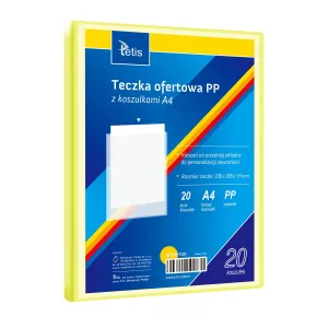 Teczka plastikowa żółta A4  20 koszulek 5903242104831 A4 żółty Tetis (BT630-Y20)