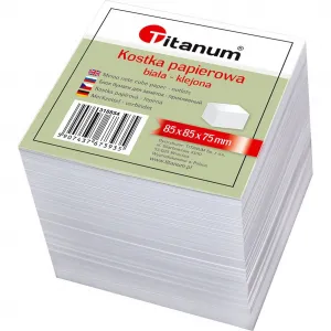 Kostka papierowa Titanum klejona duża - biały 85mm x 85mm x 75mm