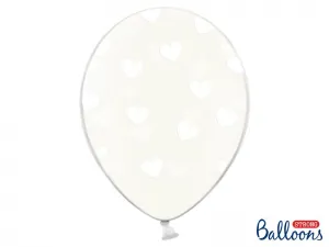 Balon gumowy Partydeco gumowy przezroczysty w serca 30 cm/6 sztuk (SB14C-228-099W-6)