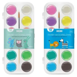 Farby akwarelowe BB KIDS 12 kol 12 kolor. Bebe (5902277327338)