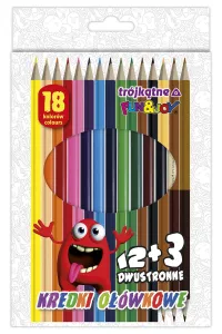 Kredki ołówkowe 12 kolorów+ 3 dwustronne cieliste trójkątne 18 kol. Fun&Joy