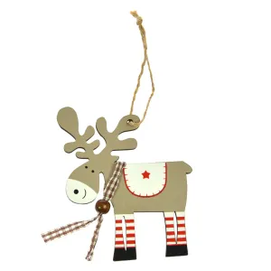 Ozdoba świąteczna Drewniana zawieszka - renifer z szalikiem Arpex (BD4772)