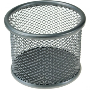 Pojemnik na spinacze Titanum metalowy wys. 7 cm, Ø 9 cm srebrny (M-551S)