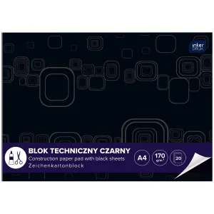 Blok techniczny A4 czarna 170g 10k Interdruk (ABLTA4C)