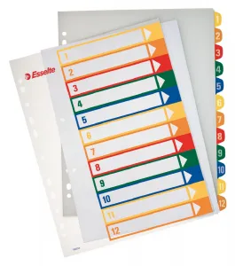 Przekładka numeryczna Esselte Maxi A4 mix kolorów 12k 1-12 245mm x 305mm (100214)