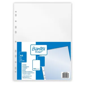 Koszulki na dokumenty krystaliczne A4 kolor: przezroczysty typu U 40 mic. Bantex (400175724)