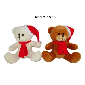 Pluszak Sun-Day Miś 2 kolory z czapką i szalikiem świątecznym 150mm (158574)
