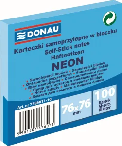 Notes samoprzylepny (karteczki) Neon niebieski 100k [mm:] 76x76 Donau (7586011-10)