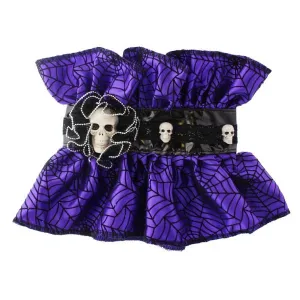 Akcesoria do kostiumów Godan Kołnierz kryza z czaszkami (fioletowa pajęczyna) (KRYCZF-AR)