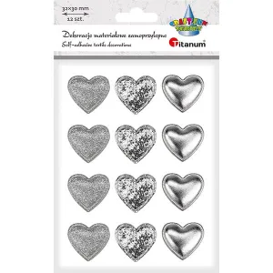 Ozdoba materiałowa Craft-Fun Series samoprzylepna Srebrne serduszka Titanum (BJ25042712)