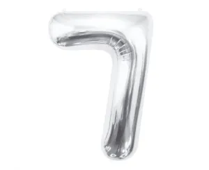Balon foliowy Cyfra 7, srebrna, 85 cm 85cal Godan (BC-HSR7)