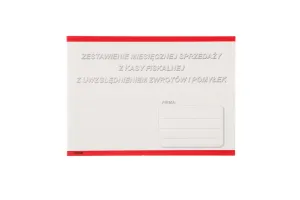 Druk offsetowy Zestawienie miesięcznej sprzedaży z kasy fiskalnej A6 Stolgraf (P61)