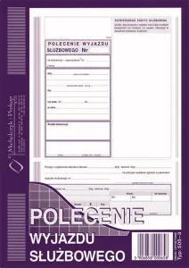 Druk offsetowy A5 Polecenie wyjazdu służbowego 40k. Michalczyk i Prokop (505-3)